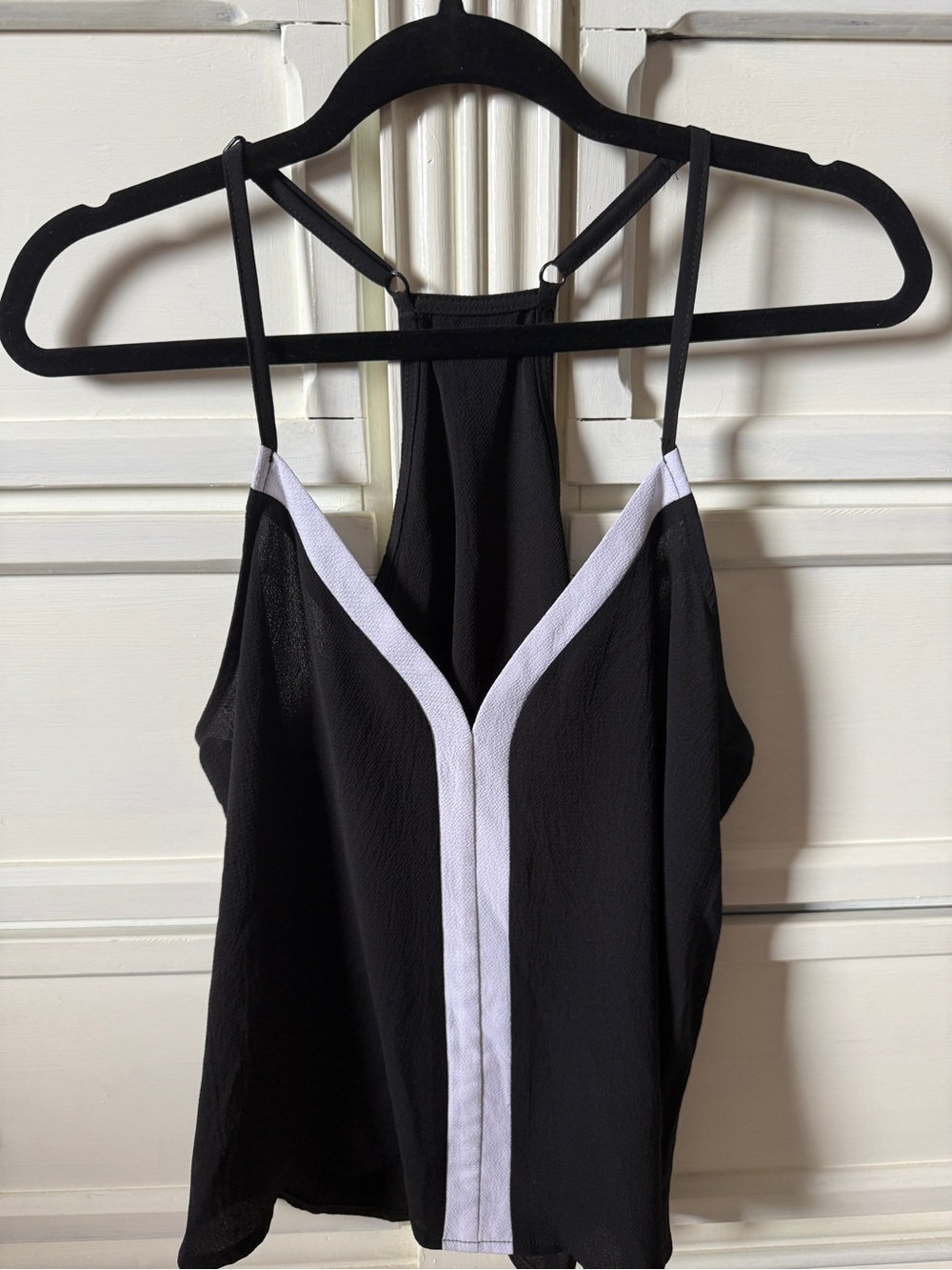 Amazon Black Racerback Cami with White Trim